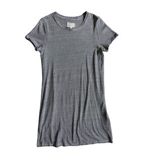 Current Elliott Women Beatnik Shrirt Dress Size M Gray Striped Distressed Casual
